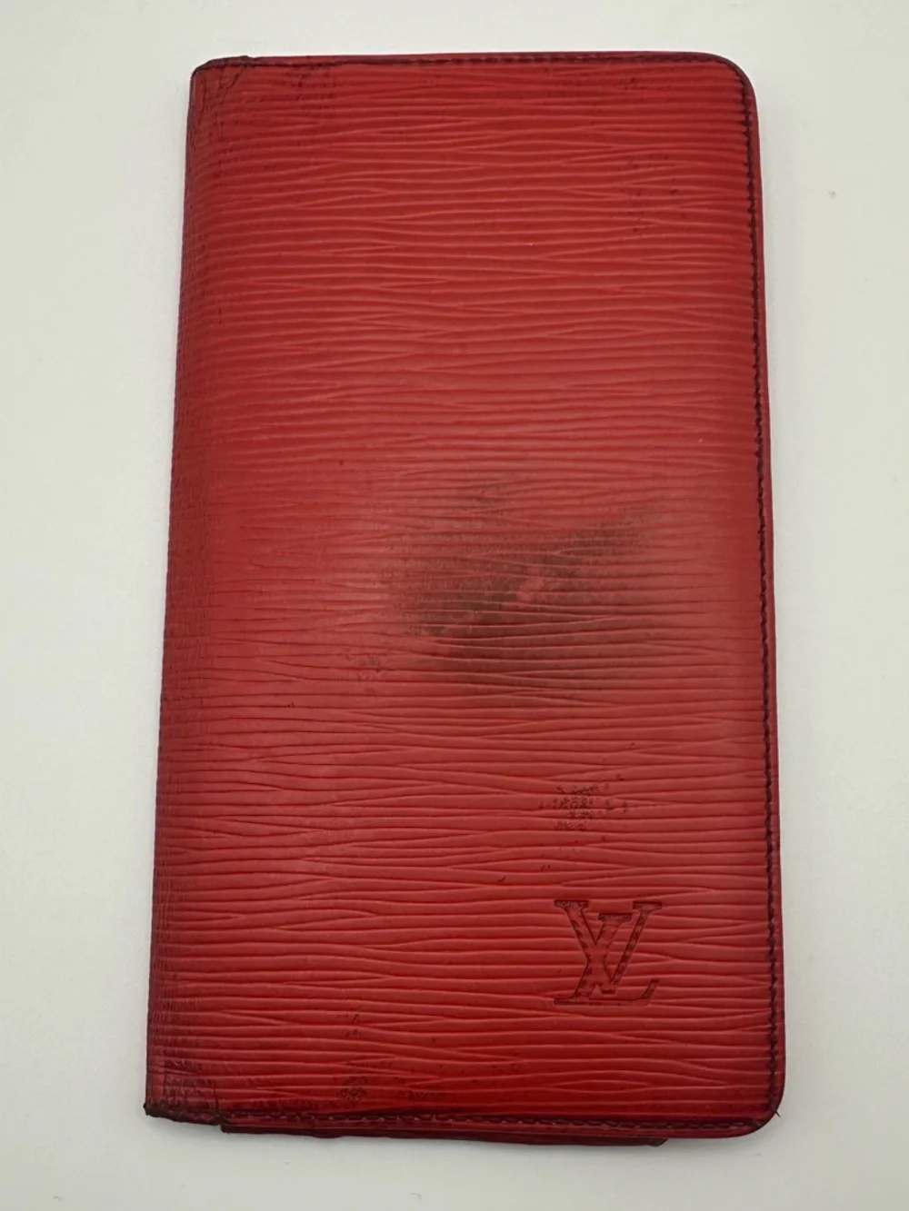 Louis Vuitton Epi Red Long Wallet Leather Folding Vintage Good Cond. Authentic